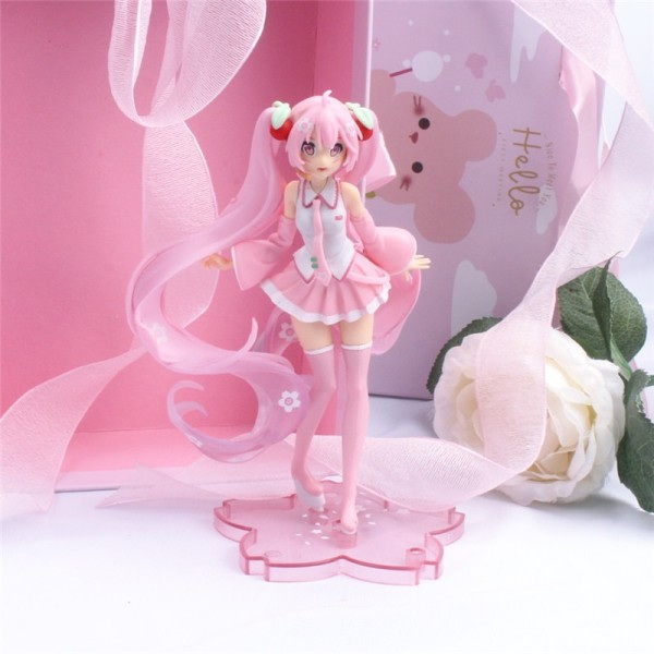 Anime Hatsune Miku Action Figur Miku Kawaii Samling Modell Rosa Sakura kawaiii docka