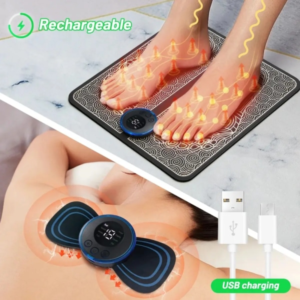 Elektrisk Fod Massager Pade Nakke Massage Sæt Bærbar Hjem Træthed Aflastning Muskel Vibration Massage Pad Ryg Nakke Massager