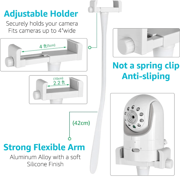 Universaali vauvan näyttö pidike pidempi valkoinen joustava pii vauvan kamera teline