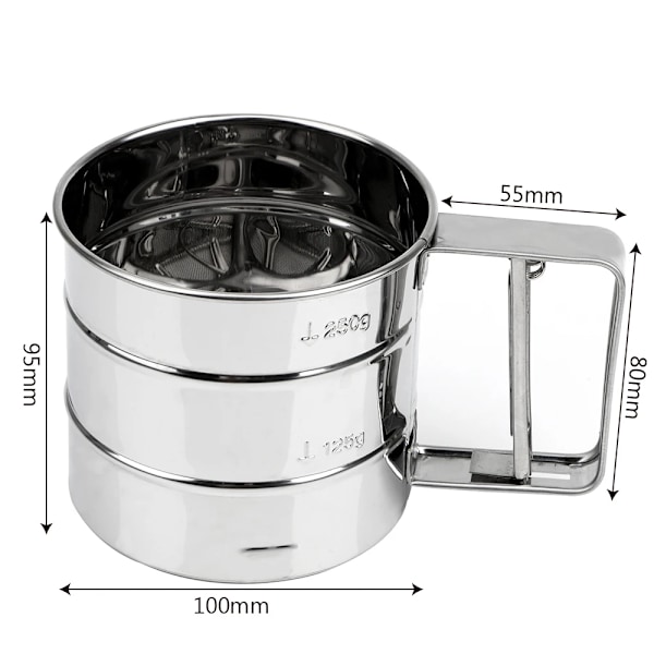 Bakverk Bakning Verktyg Pulver Mjöl Mesh Sikt Mopp Bakning Gris Socker Shaker Rostfritt Stål Sil Bägare