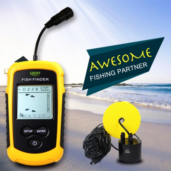 LUCKY FF1108-1 Portable Fish Finder Ice Fishing Ekkolod Ekkolod Alarm Transducer Fishfinder