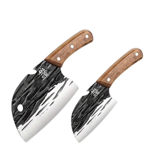 2 delar Premium Smidt Kök Kniv Set - Perfekt för kockar, Fisk, Kött, Frukt & Grönsaksskärning
