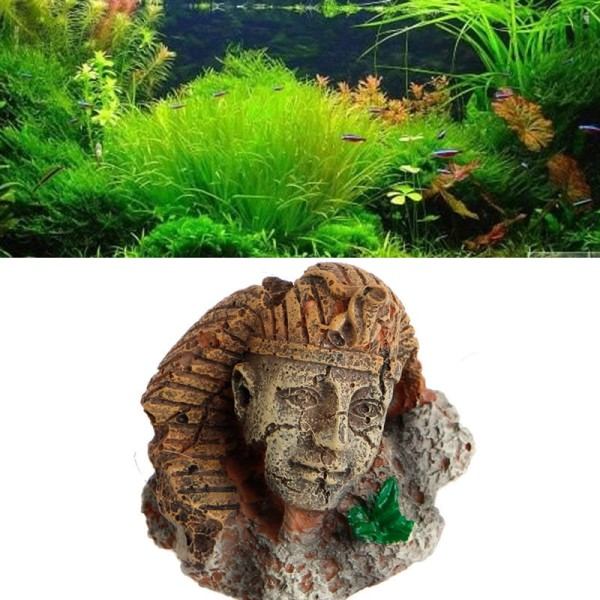 Kunstig harpiks gammel egyptisk farao sfinks ruiner romersk stil ansigt søjle statue akvarium dekorationer