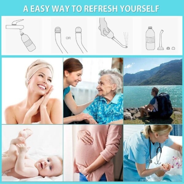 350ml Bärbar Hand Press Bidet Rengöring Utomhus Flaska Personlig Hygien Rengöring Gadget Sköljning