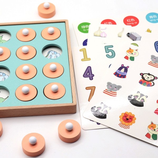 Montessori Hukommelse Match Skak Spil 3D Puslespil Træ Tidlig Pædagogisk Familie Fest Afslappet Interaktion Spil Legetøj
