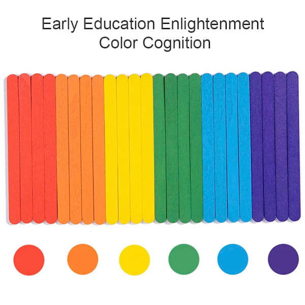 Barn's Rainbow Stick Thinking Puzzle Tre DIY Is Cream Stick Puzzle Utfordring Bord Spill Montessori Pedagogiske Leker