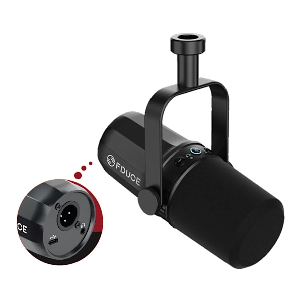 Dynamisk mikrofon med indbygget headset output & lydisolering til podcasts spil live broadcast