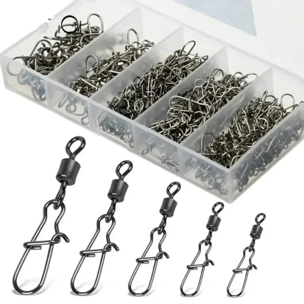 50 bitar Rostfritt Stål Fiske Anslutning Pin lager Rullande Swivel med Snap Fiskkrok Lure Tillbehör
