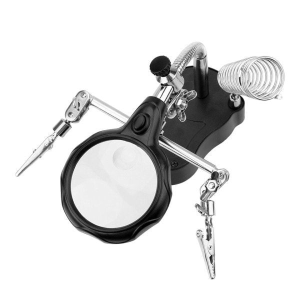 Svejsning Lup Glas med LED Lys 3,5X-12X linse Auxiliary Clip Lupe Desktop Magnifier
