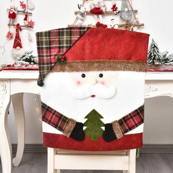 Jul dekoration jul stol överdrag tomten claus snögubbe stol ärm