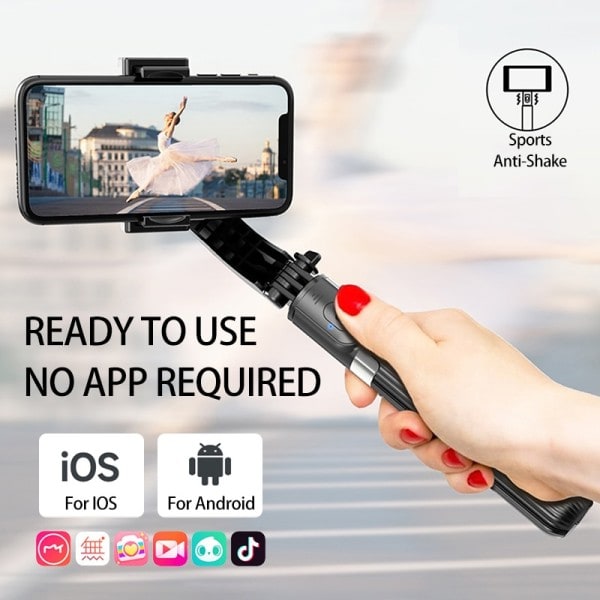 Gimbal Håndholdt Auto Anti-shake Stabilisator Rejser 360° Roterende AR Intelligent Følgende Bracket