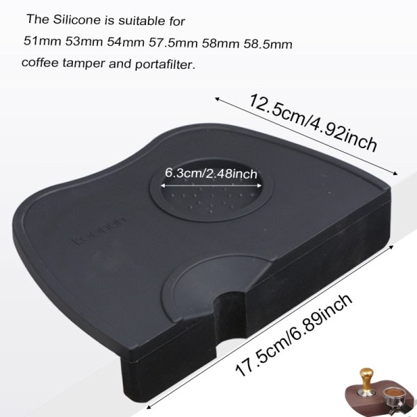 51mm Kaffe Tamping Matte Silikon Gummi Tampering Hjørne Matte Espresso Kaffetrakter Melk kopp