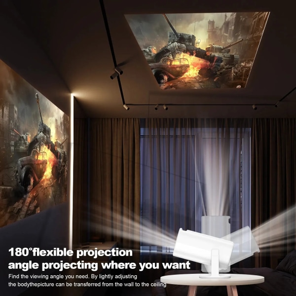 Android 11 Projector med WiFi 6 og Bluetooth Smart Mini Portable Projector