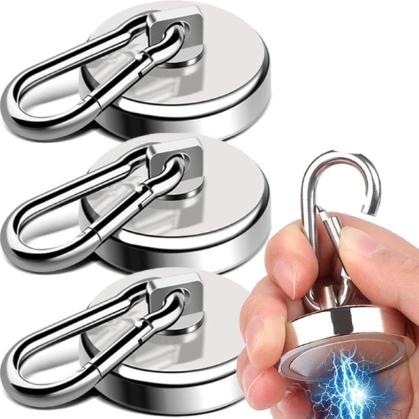 4  stykker Sterk Neodym Magnetisk kroker 360°Roterende Karabiner Magnet Ring Nøkkelring krok
