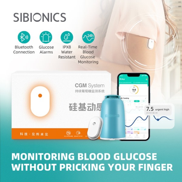 Sibionics Blod Glukose Måler 24t Sanntid Overvåking Tester Diabetes Suger Sensor Helse Monitorer For Hjem Scanner