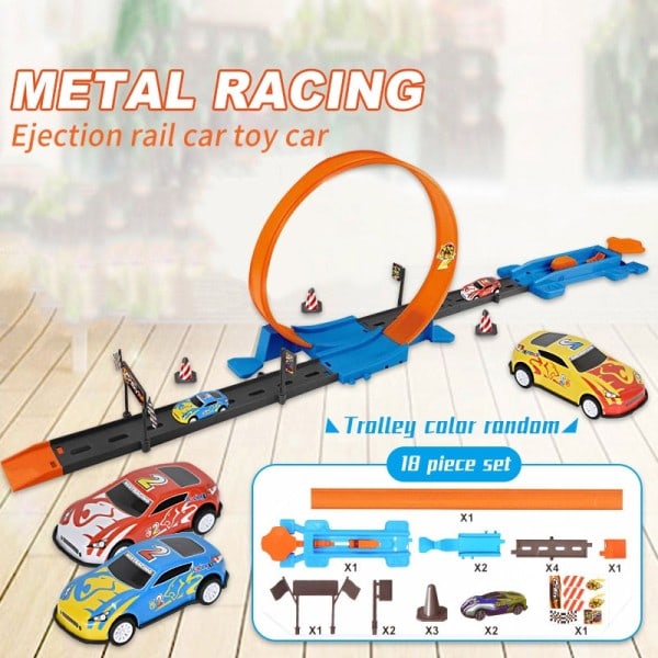 Stunt Speed Dubbel Bil Hjul Modell Racing Spår Gör-det-själv Sammansatt Rail Kits Katapult Räls Bil Racing Pojke leksaker