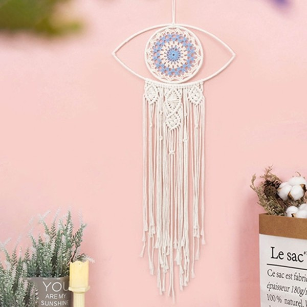Turkiska Blå Ögon Bohemian Macrame Vägg Hängande Tapestry Handvävd