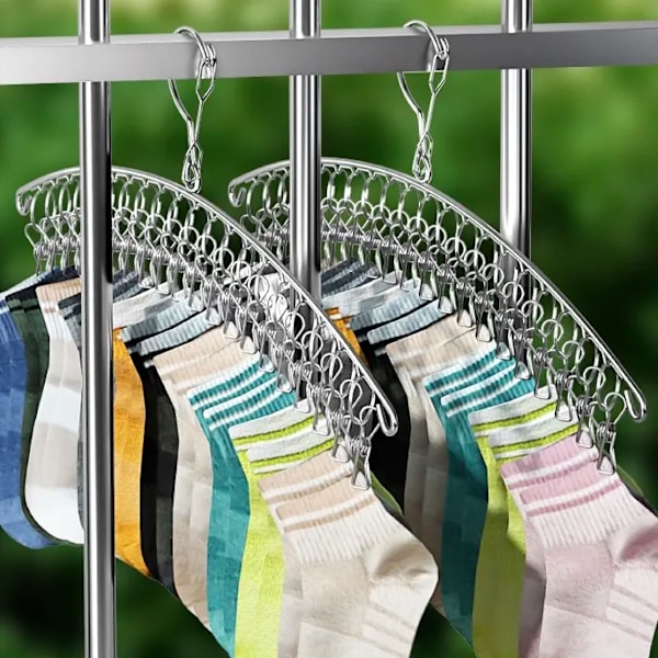 20 Pinnar Rostfritt Stål Kläder Torkande Hängare Vindtät Kläder Rack klämmor Strumpa Tvätt Luftare Hängare Underkläder Strumpor Hållare
