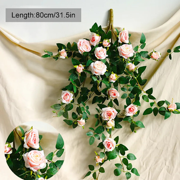 Kunstige blomster Planter Grønne Lvy Løv Hengende blomst Rose Vine  Hjem Bryllup Hage Dekorasjon