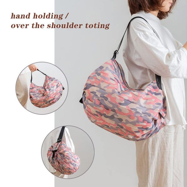 Gjenbrukbar foldbar shoppingpose rosa vanntett oxford klut reise strand bag