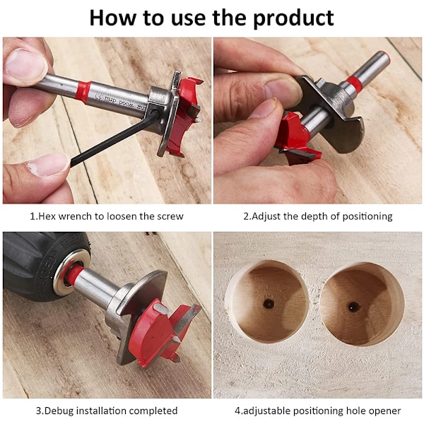 Positionering Hul Sav Kit Justerbar 15-35mm Hængsel Hul Åbner