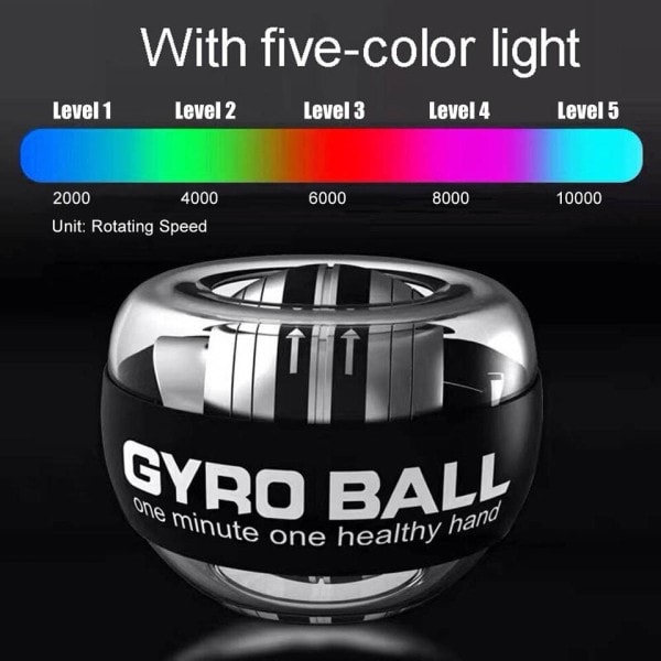 LED Gyroscopic Powerball Autostart Range Gyro Power Wrist Ball Arm Hand Muscle Force Trainer Fitness Utrustning