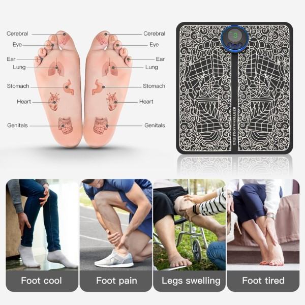 Elektrisk EMS Fod Massager Pad Lettelse Smerte Slap af Fødder Akupunkter Massage Mat