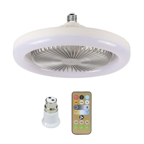 Smart tak fläkt med fjärrkontroll B22 till E27 omvandlare bas/1m E27 kabel