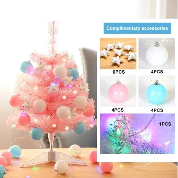 Jul Tree Skrivbord Xmas Opereras med LED String Lights Star Treetop Jul Kort Ornament