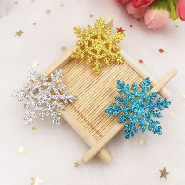 Glitter Jul Snöflingor Komposit Guld Pulver Kläd Applikationer Bröllop Making Gör själv Hantverk