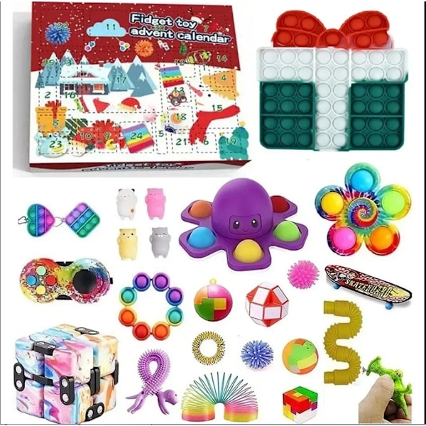Fidget leksaker 24 dagar jul advent kalender paket anti stress leksaker