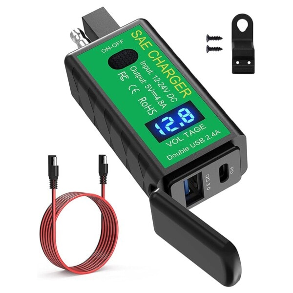 3.1A/4.8A TYPE-C moottoripyörä USB laturi SAE USB C-tyypin volttimittari ON/Ooff kytkin