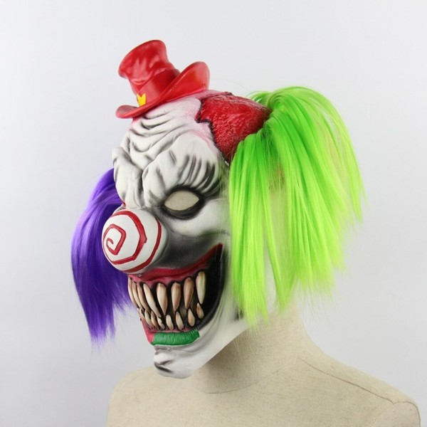Skräck Clown Latex Mask Skrämmande Grimace Vuxen Full Huvud för Halloween Maskerad Fest Dräkt Cosplay Rekvisita