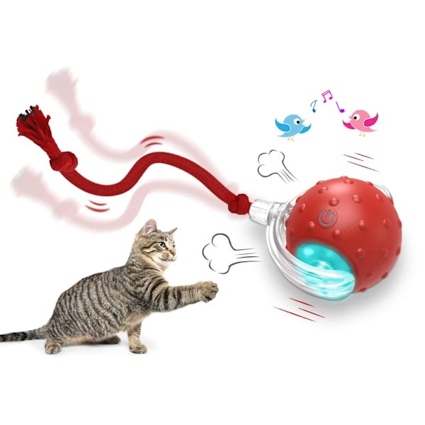 Interactive Cat Toy Ball Super Drive Cat Rolling Balls med fågel kvitter