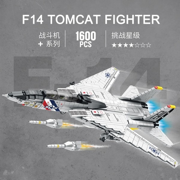 Militær  F-14 Fly Tomcat Fighter Model Byggeklodser Gør-det-selv Store fly våben klodser børn legetøj
