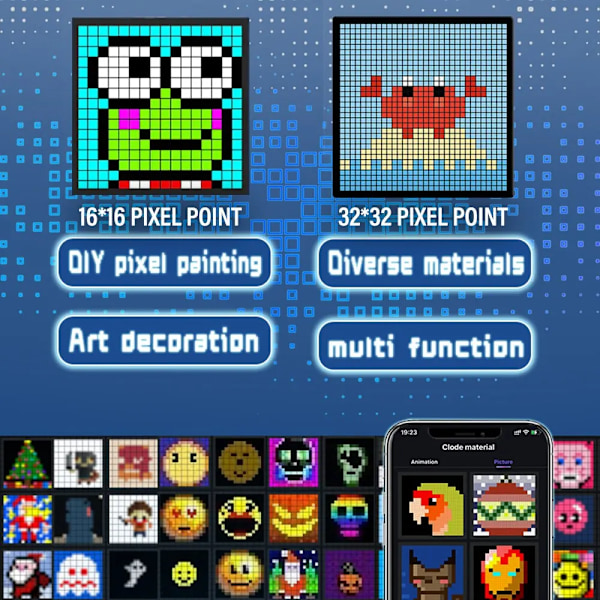 LED Pixel Display APP Kontrol Programmerbar Nat Lys Gør det selv Tekst Mønster Animation Til Hjem Dekoration
