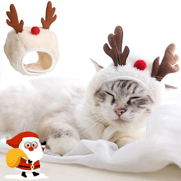 Jul Valp Hund Katt Dräkt Jul Katt Tomten Älg Hatt med bandana haklapp halsduk set katt tillbehör