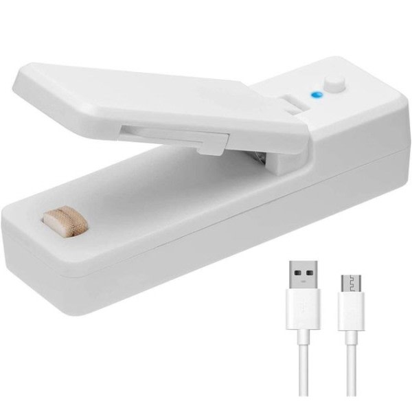 2 IN 1 USB ladattava mini laukku tiiviste lämpö tiivisteet leikkurilla veitsellä ladattava kannettava tiiviste
