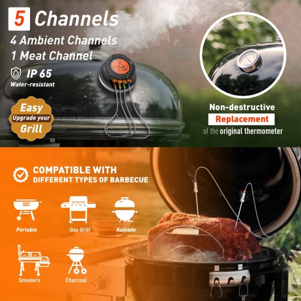 Mat Matlagning Bluetooth Trådlös BBQ Fjärrkontroll Termometer Sonder Smart Digital Bluetooth Grill Termometer