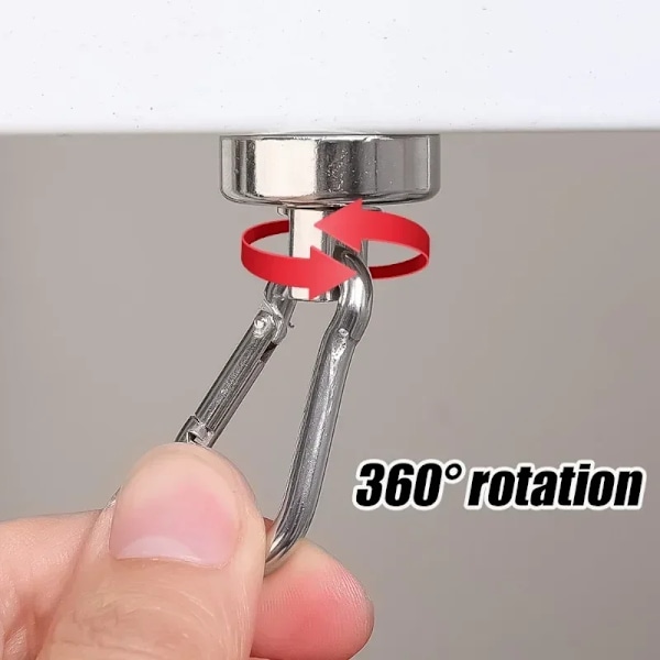 4  stykker Sterk Neodym Magnetisk kroker 360°Roterende Karabiner Magnet Ring Nøkkelring krok