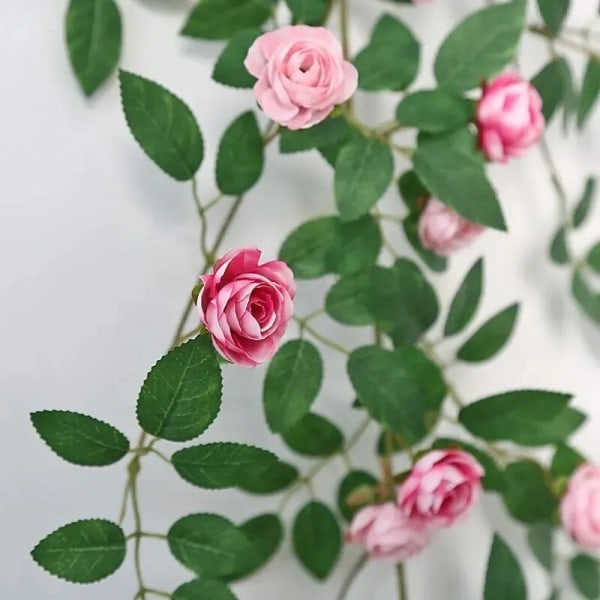 Kunstig Rose Blomster Rattan Vine Twine Og Fest Bryllup Hjem Gjerde Vegg Dekorasjon