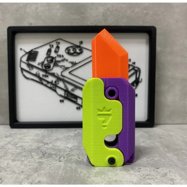 3D Utskrift Gravity Kniv Cub Hoppa Liten Rädisa Kniv Mini Modell Hänge Push Kort Dekompression Leksak