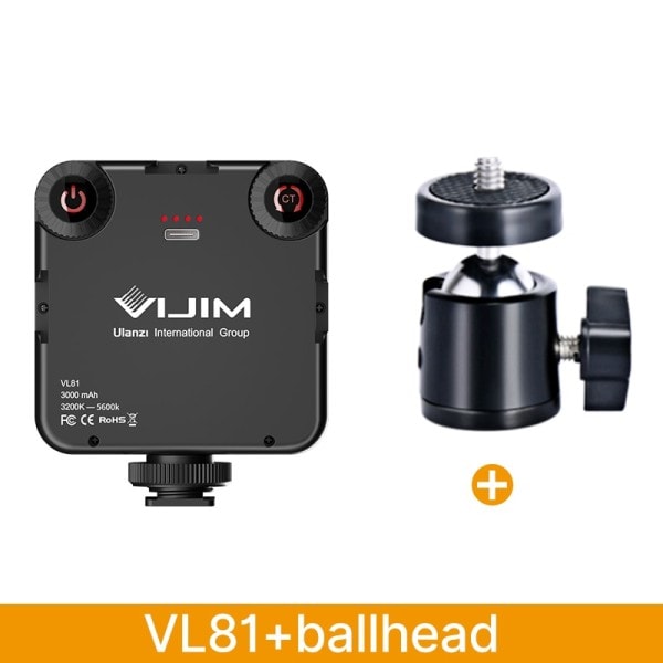 VL81 LED Video Lys Kamera Lys 3200-5600K 850LM 6,5W Med Cold Shoe Mini Vlog Fill Light 3000mAh Panel Lampe