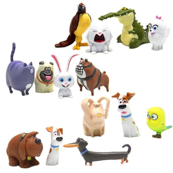 Tecknad Djur Hund Kanin PVC actionfigurer Mini djur katt fågel Modell figur leksaker set