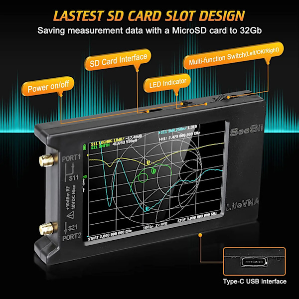 50kHz-6,3GHz Vektor Nettverk Antenne Analyzer 4" Mål S Parametere