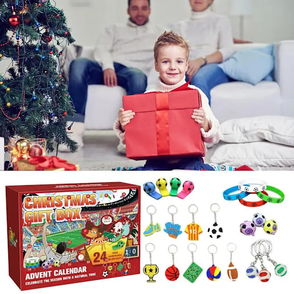 Joulu Adventti kalenteri Jalkapallo Grid Joulu Countdown Lapset Jalkapallo lelu