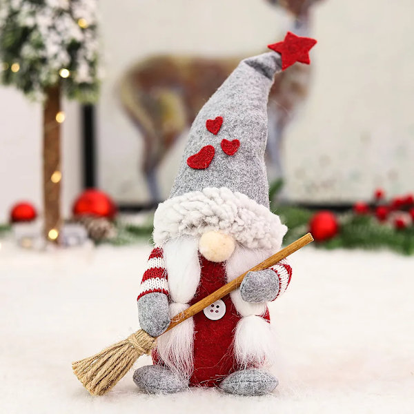 Gnome Ornamentti Joulu koristeet Luova Kasvoton nukke Luudalla Uusi vuosi Koti pöytä ikkuna koristelu