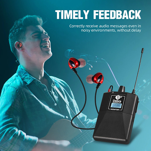 Debra ER-102 UHF Singal Channel In Ear  Scen Monitor Trådlöst System Med Flera Sändare För Små Scen Föreställningar