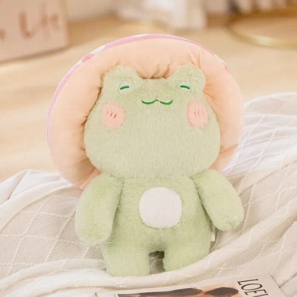 Frø Plushie Legetøj Kawaii Rød Svamp Enkelt Frø Fyldet Blødt Dyr Legetøj Baby Pease Dukke