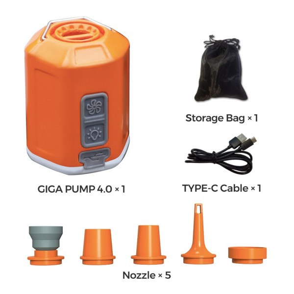 Mini Luft Pumpe 4,2kPa Genopladelig Bærbar Luft Pumpe med Camping Lanterne